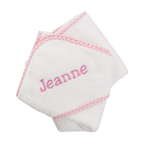 Hooded towel, Gingham Pink