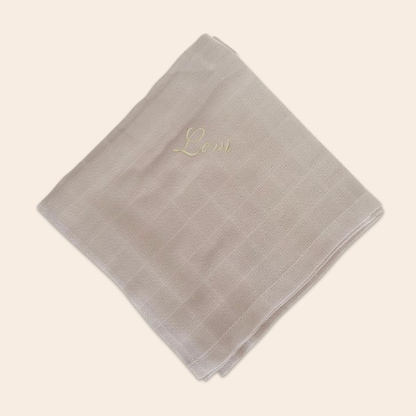 Swaddle cloth with name 60x60 cm, Greige, Fabelab