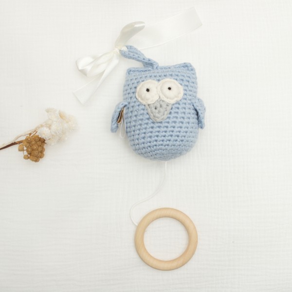 Music box Owl, blue