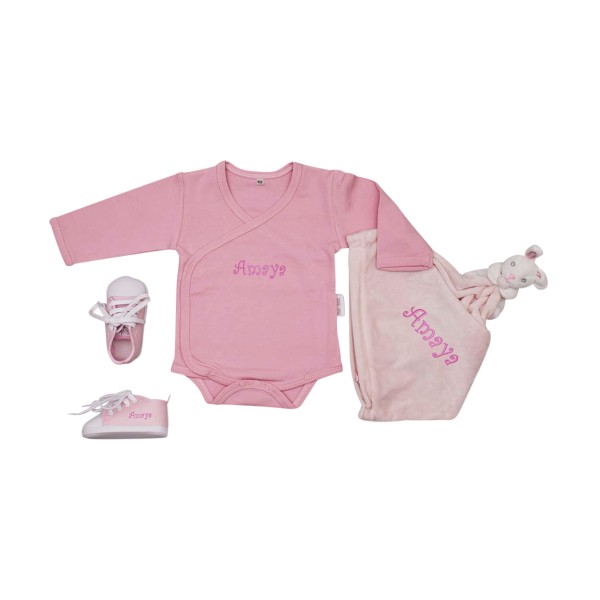 Coffret &quot;Must have&quot; pour bébé, doudou lapinou, rose