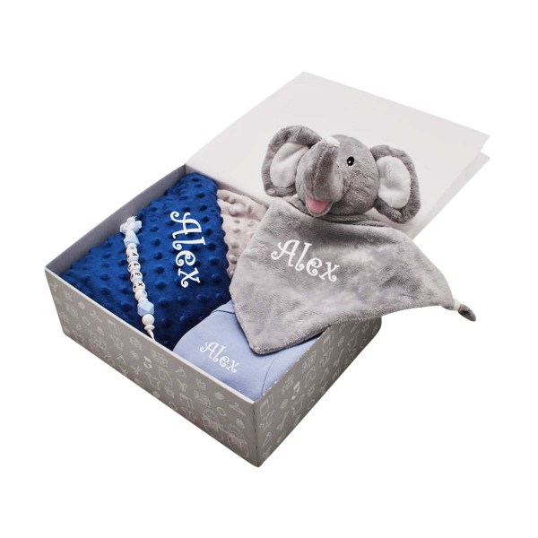 Baby Geschenkset Darling, Elefant Grau &amp; Navy