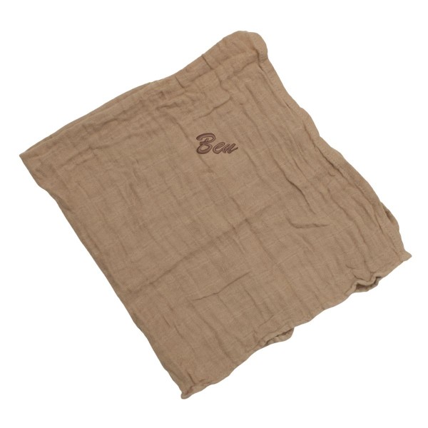 Muslin cloth with name 65x65 cm, beige