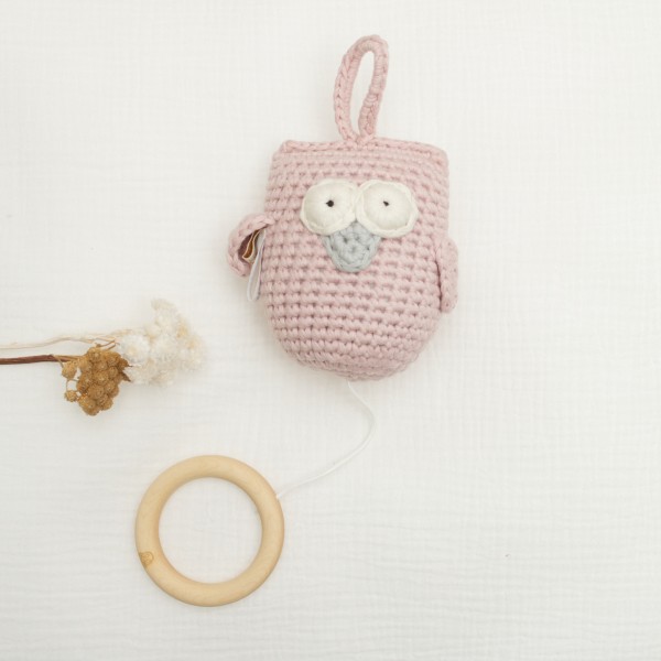 Music box Owl, pink