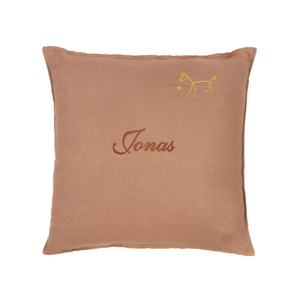 Children&#039;s decorative cushion square, linen, greige