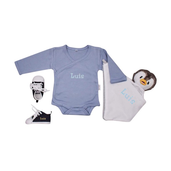 Babygeschenk Set Pinguin, Blau