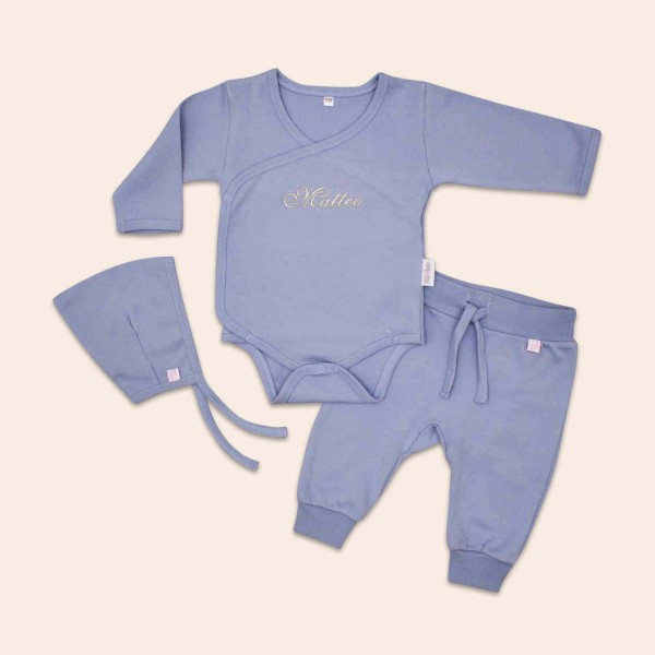 Geschenk zur Geburt Set 1.Outfit, Blau