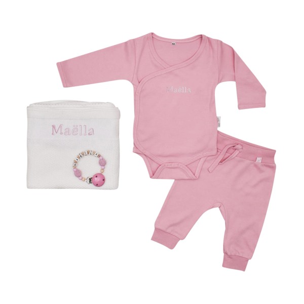 Set cadeau pour bébé Classic, rose &amp; blanc