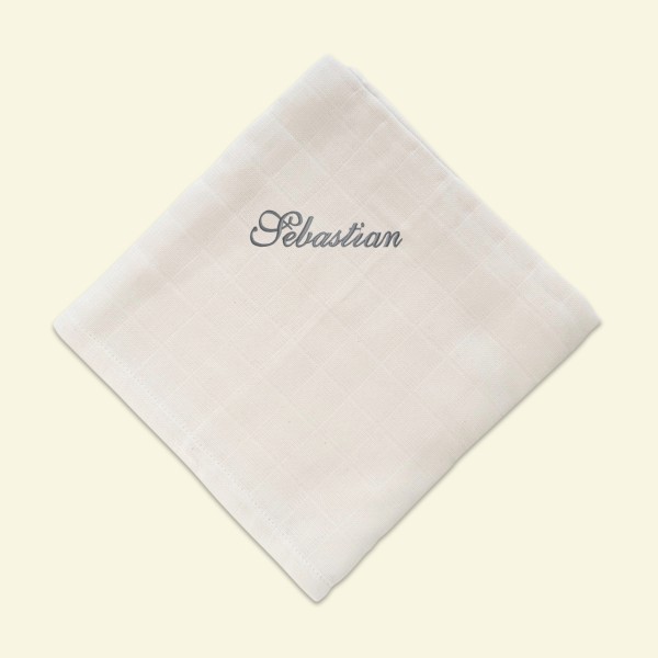 Swaddle cloth with name 60x60 cm, Offwhite, Fabelab