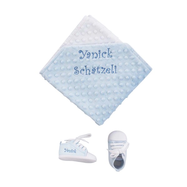 Baby Geschenkset mit Babydecke, Blau