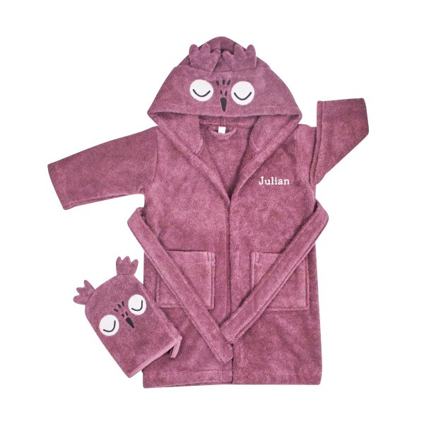 Baby gift set bathrobe, owl