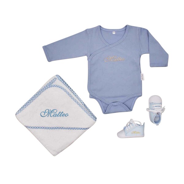 Baby gift for birth bath time, blue