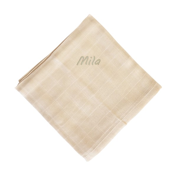 Swaddle cloth with name 60x60 cm, Wheat, Fabelab