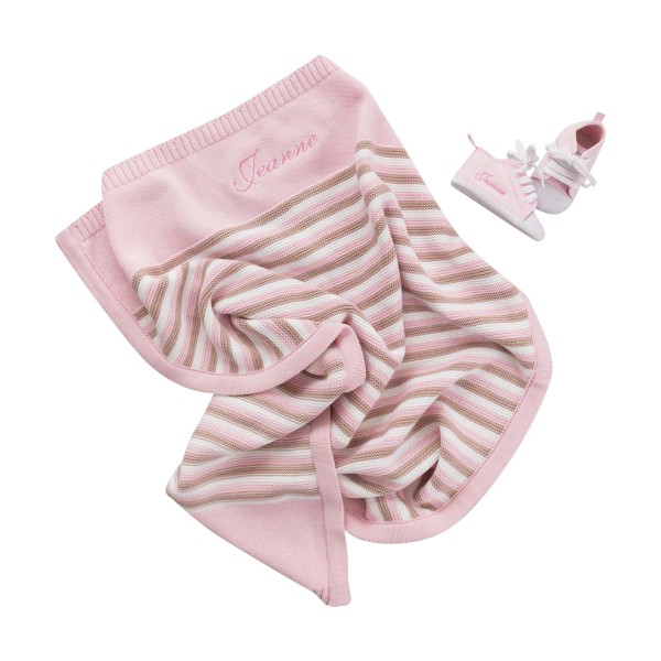 Baby Geschenkset Babydecke und Schuhe, Rosa