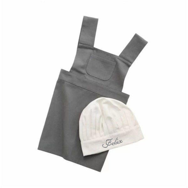 Apron and Chefs Hat, Grey, Sebra