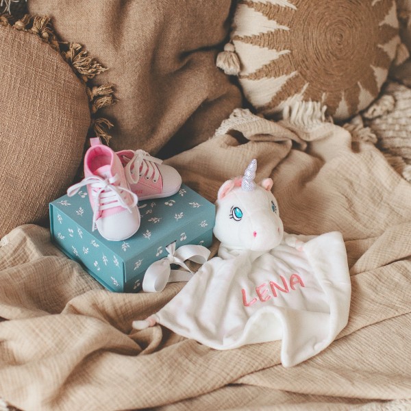 Doudou &amp; chaussures bébé, licorne et rose