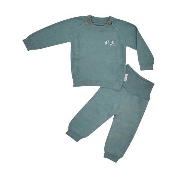 Babygeschenk Set Strickoutfit, Mint