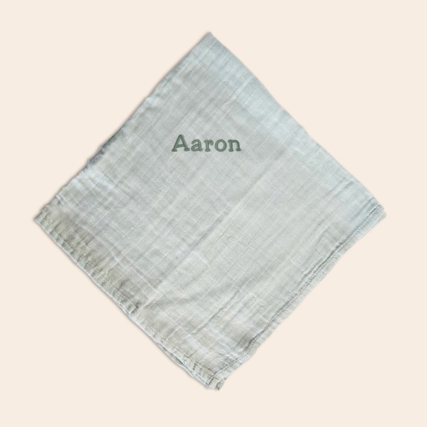 Swaddle cloth with name 70x70 cm, Mint, Trois Kilo Sept