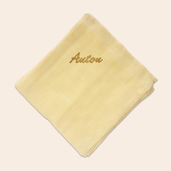 Swaddle cloth with name 60x60 cm, Pale Yellow, Fabelab