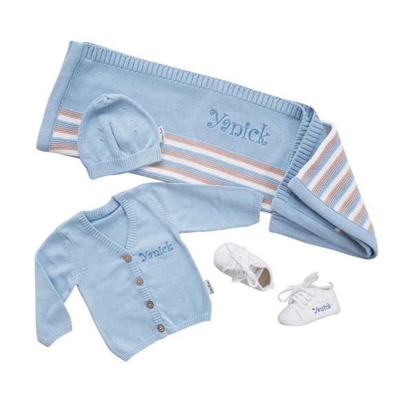 Baby Geschenkset Pullover &amp; Decke, Blau