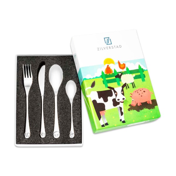 Four-piece children&#039;s cutlery set, &#039;Farm Animals&#039;