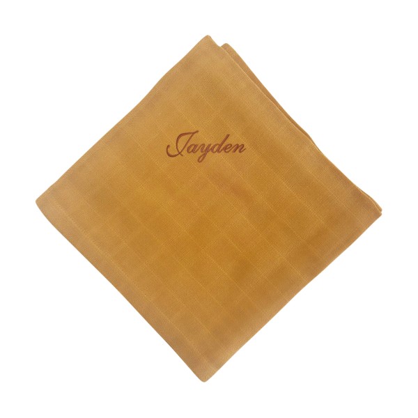 Swaddle cloth with name 60x60 cm, Ochre, Fabelab