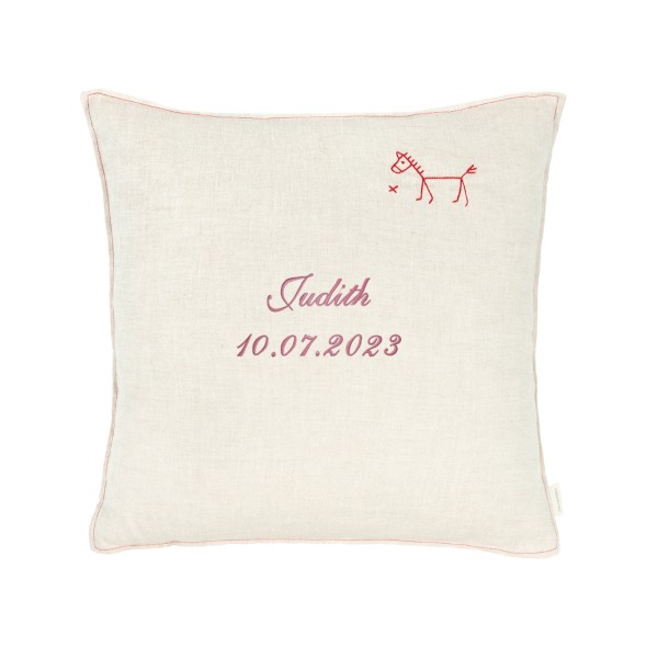 Children&#039;s decorative cushion square, linen, greige