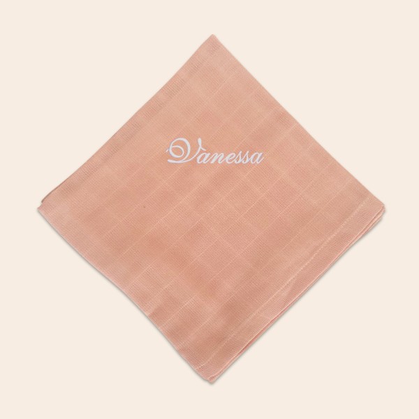 Swaddle cloth with name 60x60 cm, Pale Rose, Fabelab