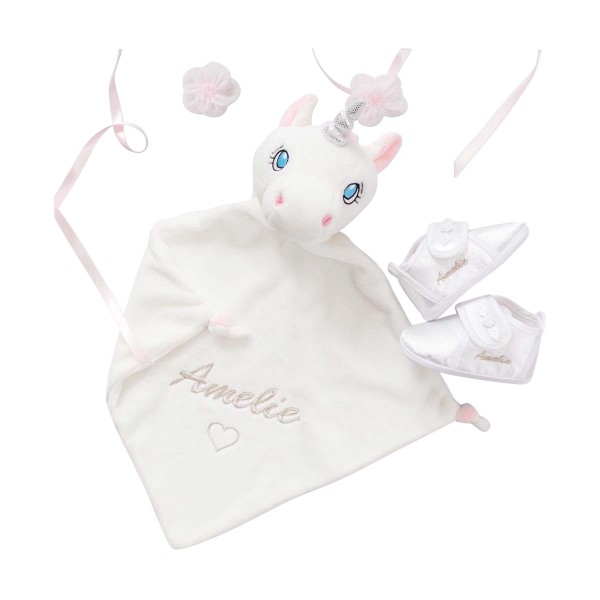 Doudou licorne &amp; chaussures en satin, licorne