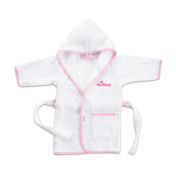 Baby Bathrobe, Gingham Pink