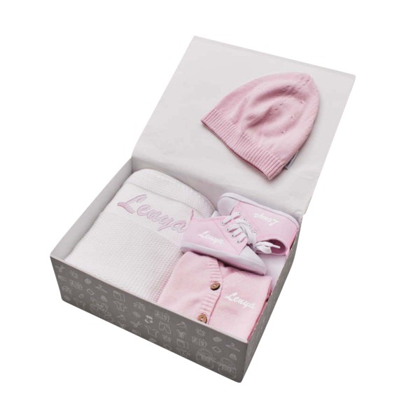 Baby Geschenkset komplett, Rosa &amp; Weiss