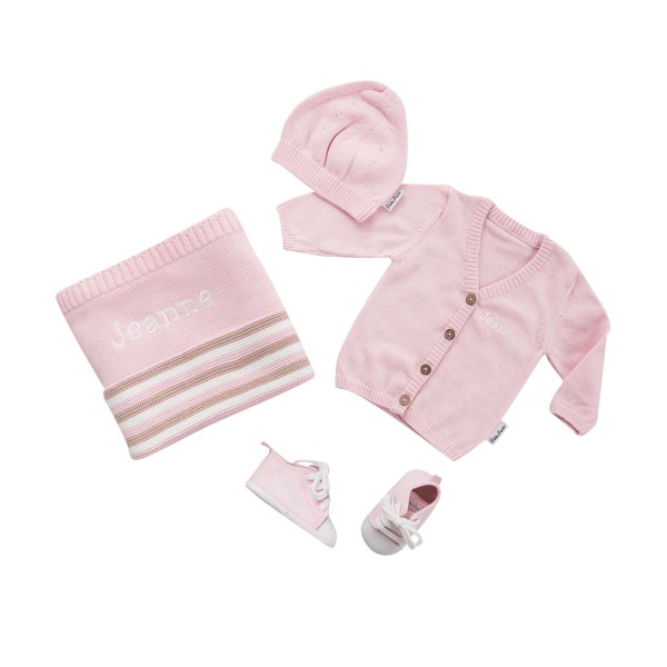 Ensemble cardigan avec couverture, rose