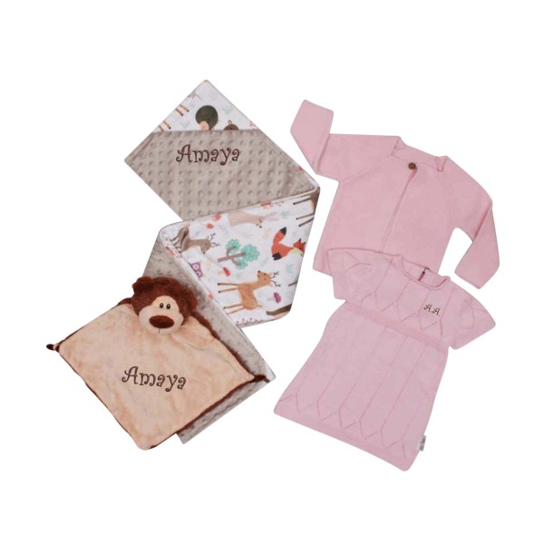 Baby gift set girl, bear pink