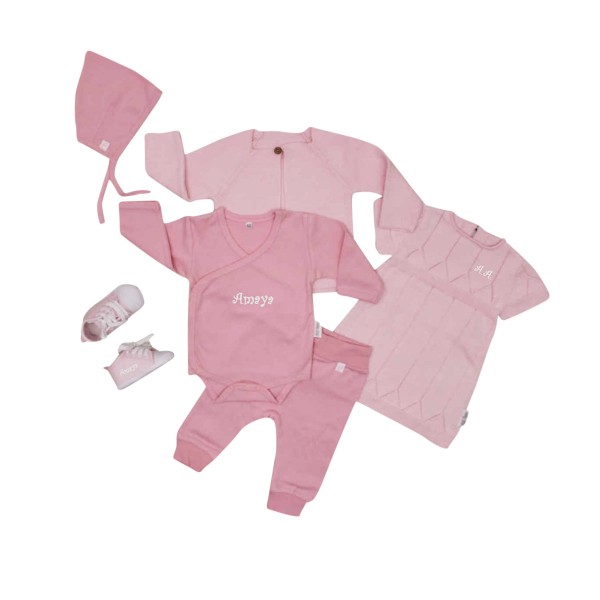 &quot;Complete&quot; knitted set - total outfit with shoes, pink