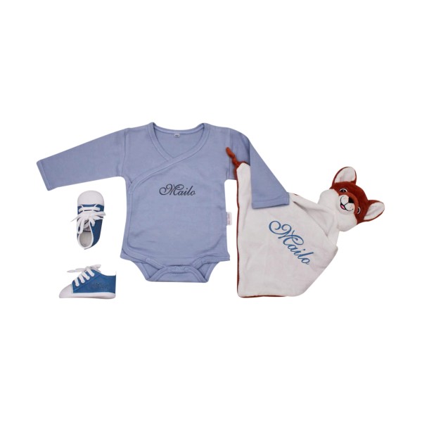 Geschenk zur Geburt Set Fuchs, Blau