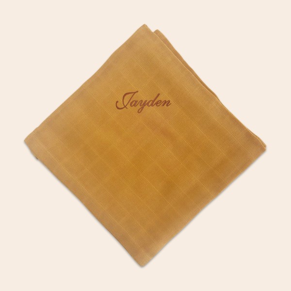 Swaddle cloth with name 60x60 cm, Ochre, Fabelab